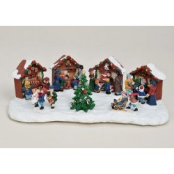 Weihnachtsmarkt mit 4 Buden, Figuren und Christbaum